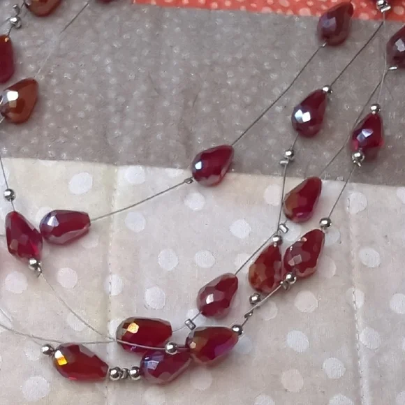 Elegant Multi-Strand Red Necklace - Picture 7 of 7